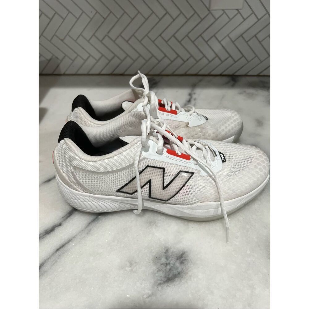 New Balance 996v5 Men’s Size 9.5 White Red FuelCell Tennis Court Shoes MC996W6